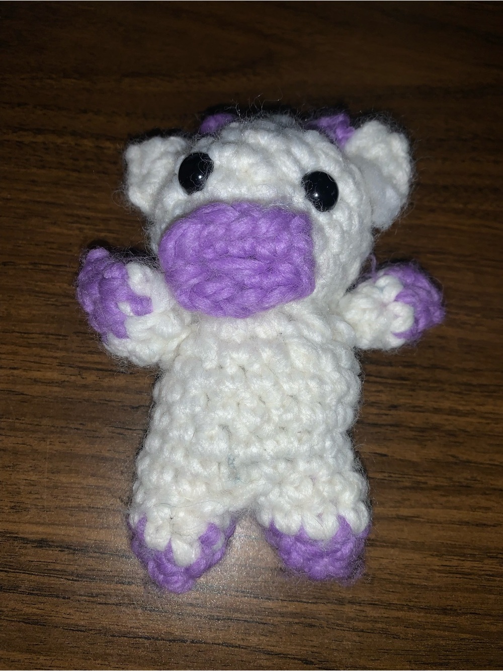 Homemade Crotchet White & Purple Cow Plush